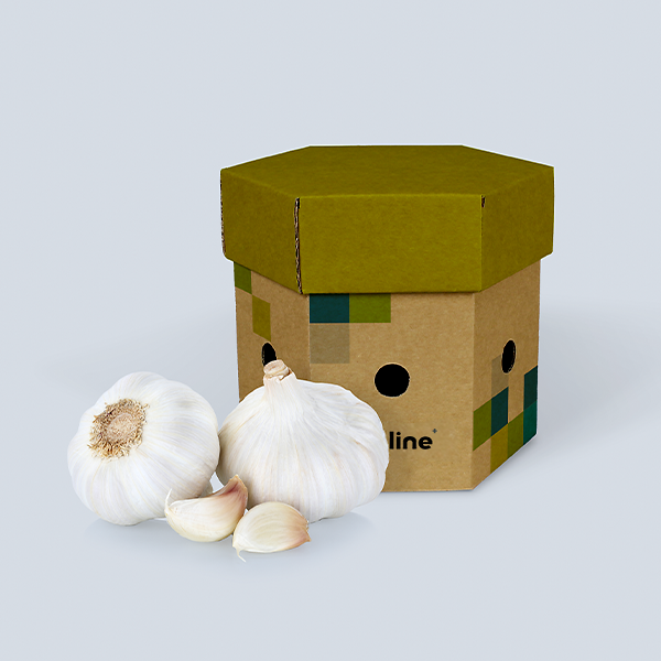 Individuell bedruckbare braune Knoblauchbox mit Knoblauch