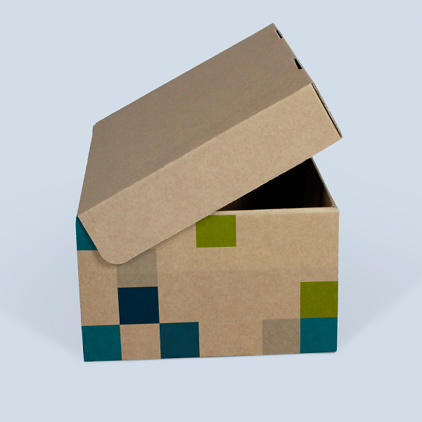 Brown box with its hinged lid open