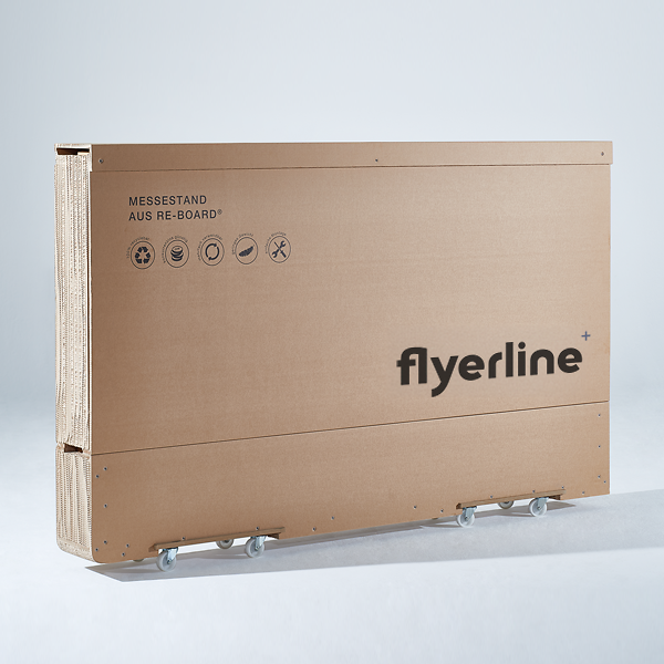 Rollbare Transportbox aus Re-Board für den Messestand Ueli