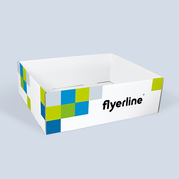 White printed Stackable Box with Self-Locking Walls for storage and product display