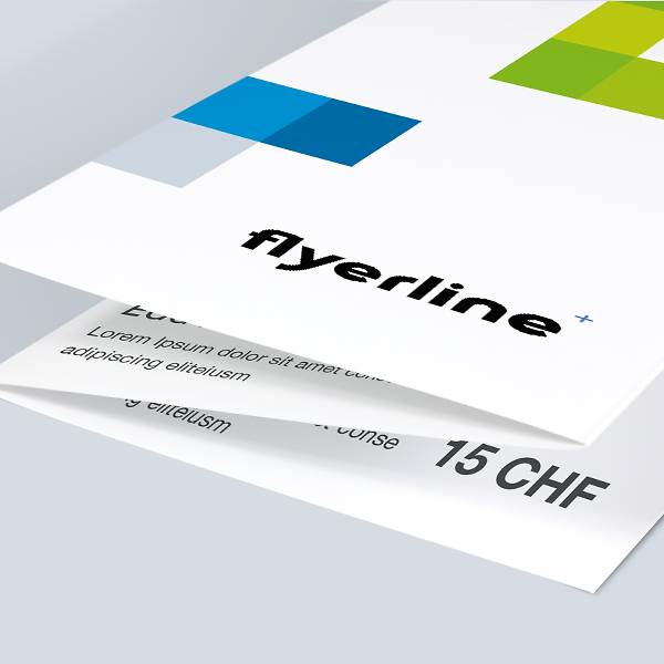Detailaufnahme der gefalzten Speisekarte mit Logo und hochwertiger Papierkante