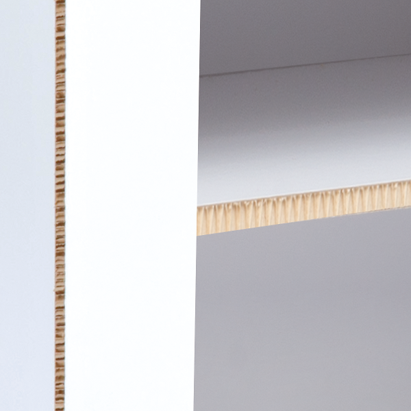 Detail der stabilen Wabenkarton-Konstruktion des Rednerpults