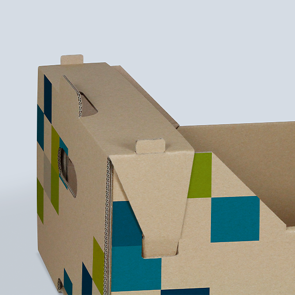 Detail des Tragegriffs und Verschlusses einer Gemüsebox