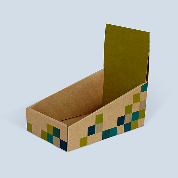 Thekendisplay aus Naturkarton mit integriertem Topper