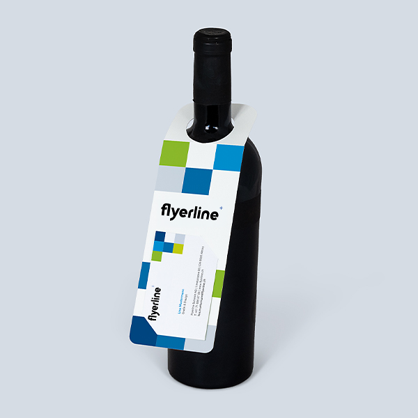Custom-printable Bottle Neck Hang Tag with Business Card Slot