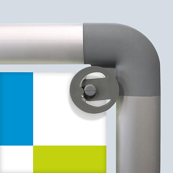 Detail der Eckbefestigung des A1-Rahmensystems Street