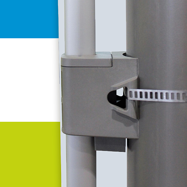 Detail der Masthalterung des Rahmensystems Street